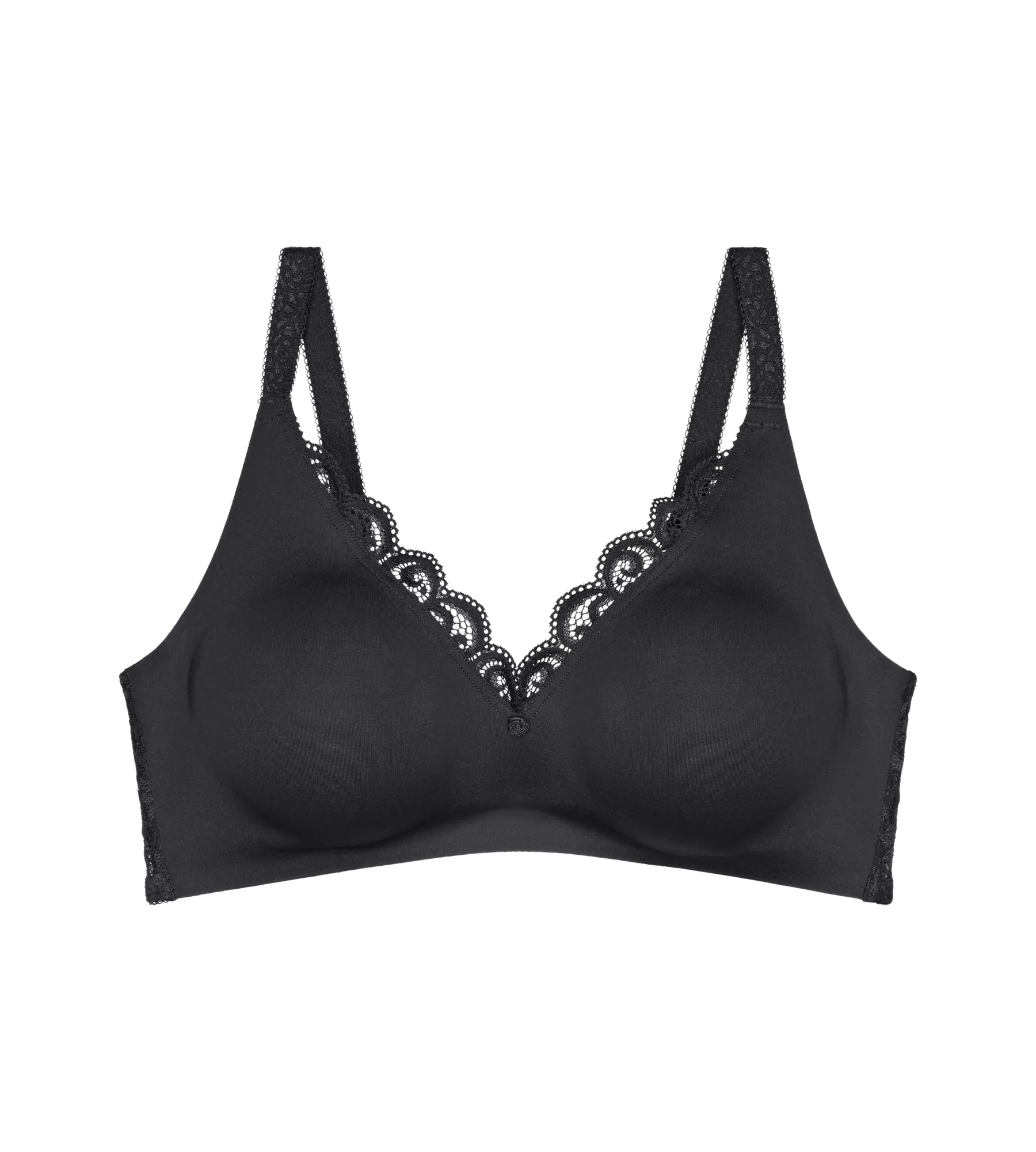 Amourette wireless minimising bra, seamless design with soft straps and lace detail, ideal for creating a smooth silhouette.