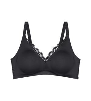 Amourette wireless minimising bra, seamless design with soft straps and lace detail, ideal for creating a smooth silhouette.