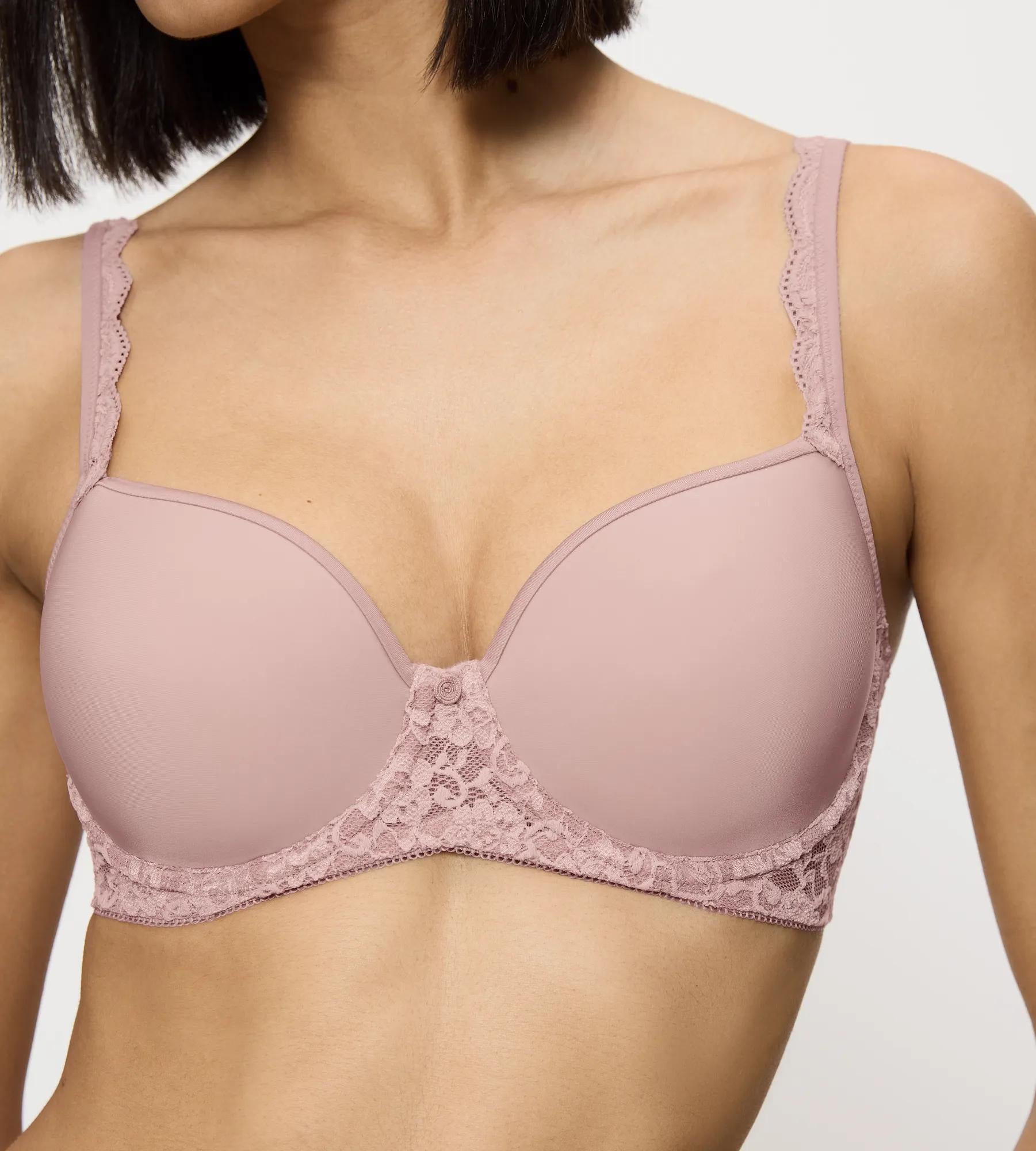 Amourette ergonomic wired padded spacer cup bra with lace trim for ultimate comfort and flattering fit.