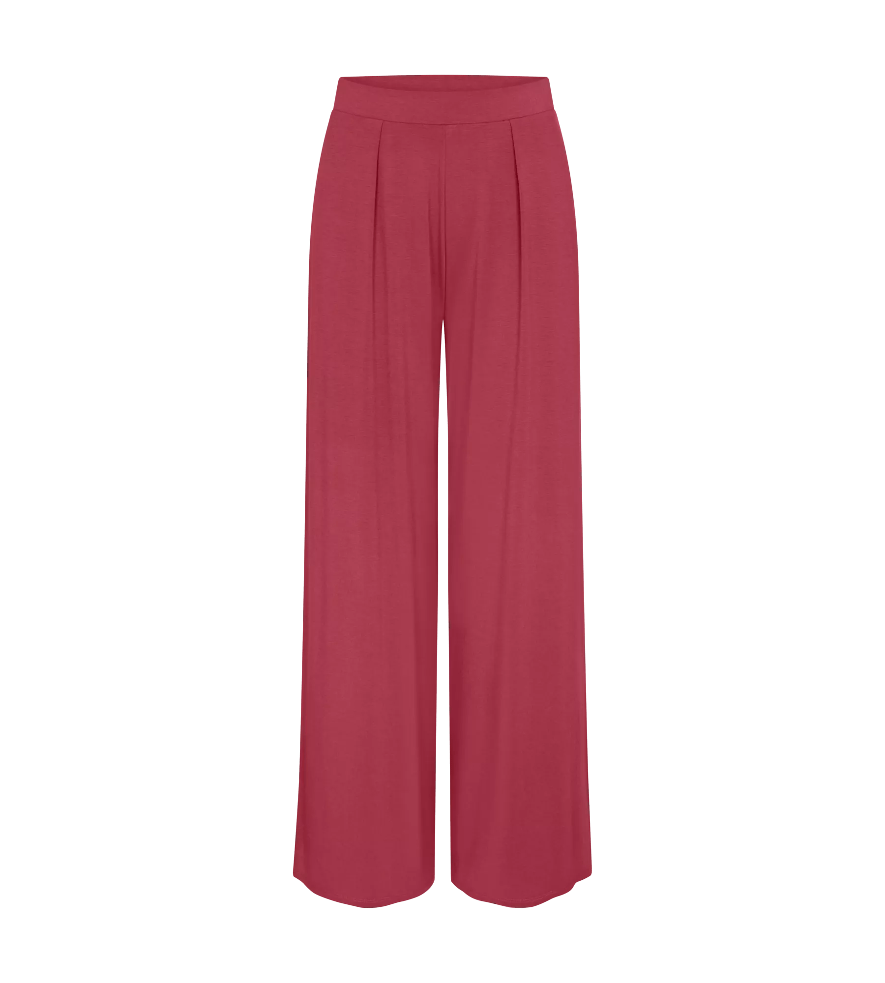 Aura Spotlight stylish wide leg trousers in red with soft pleats for a flattering fit and comfortable waistband.