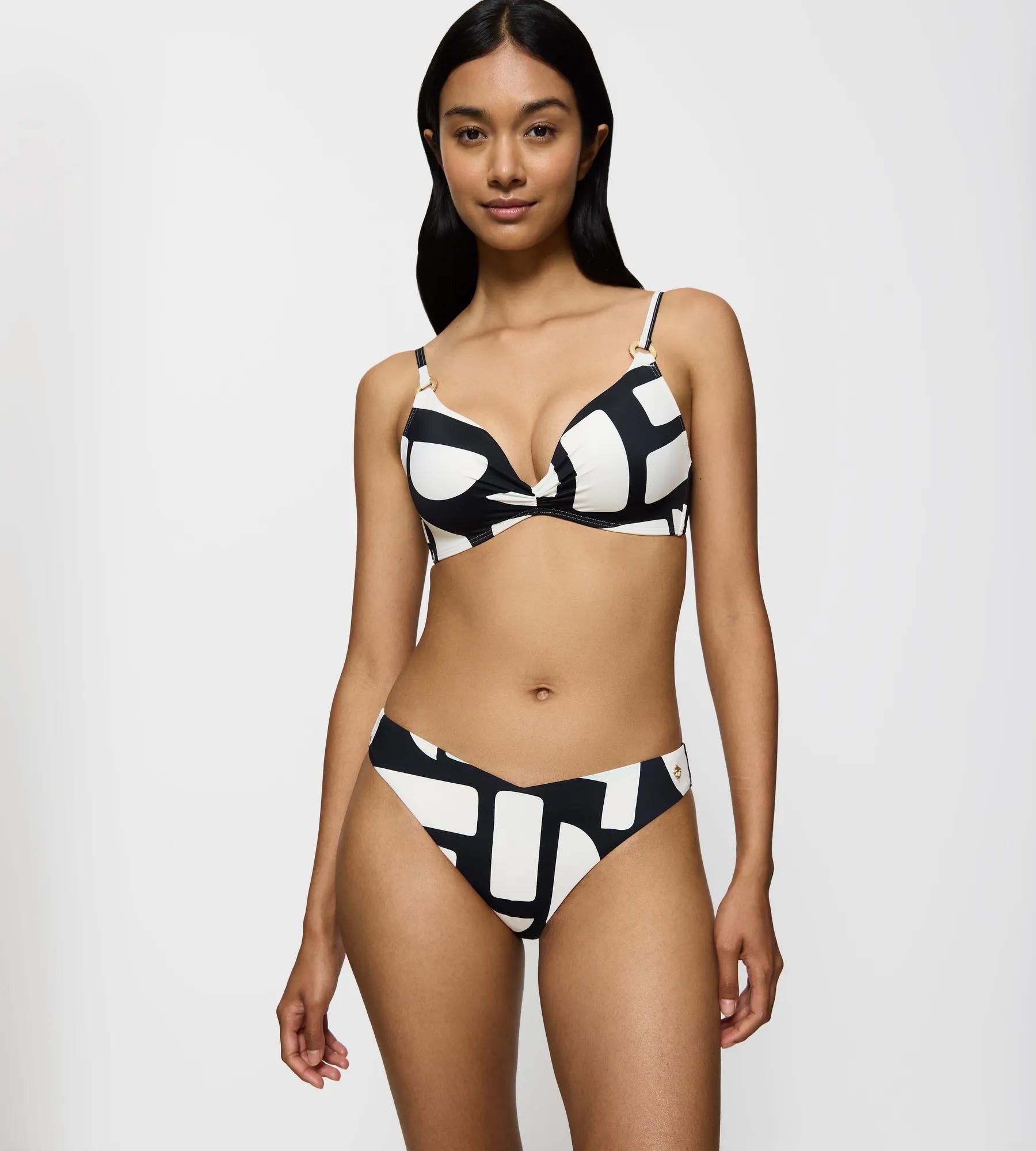 Model wearing the Summer Allure bikini, showcasing its soft fabric and high-leg design for flattering fit.