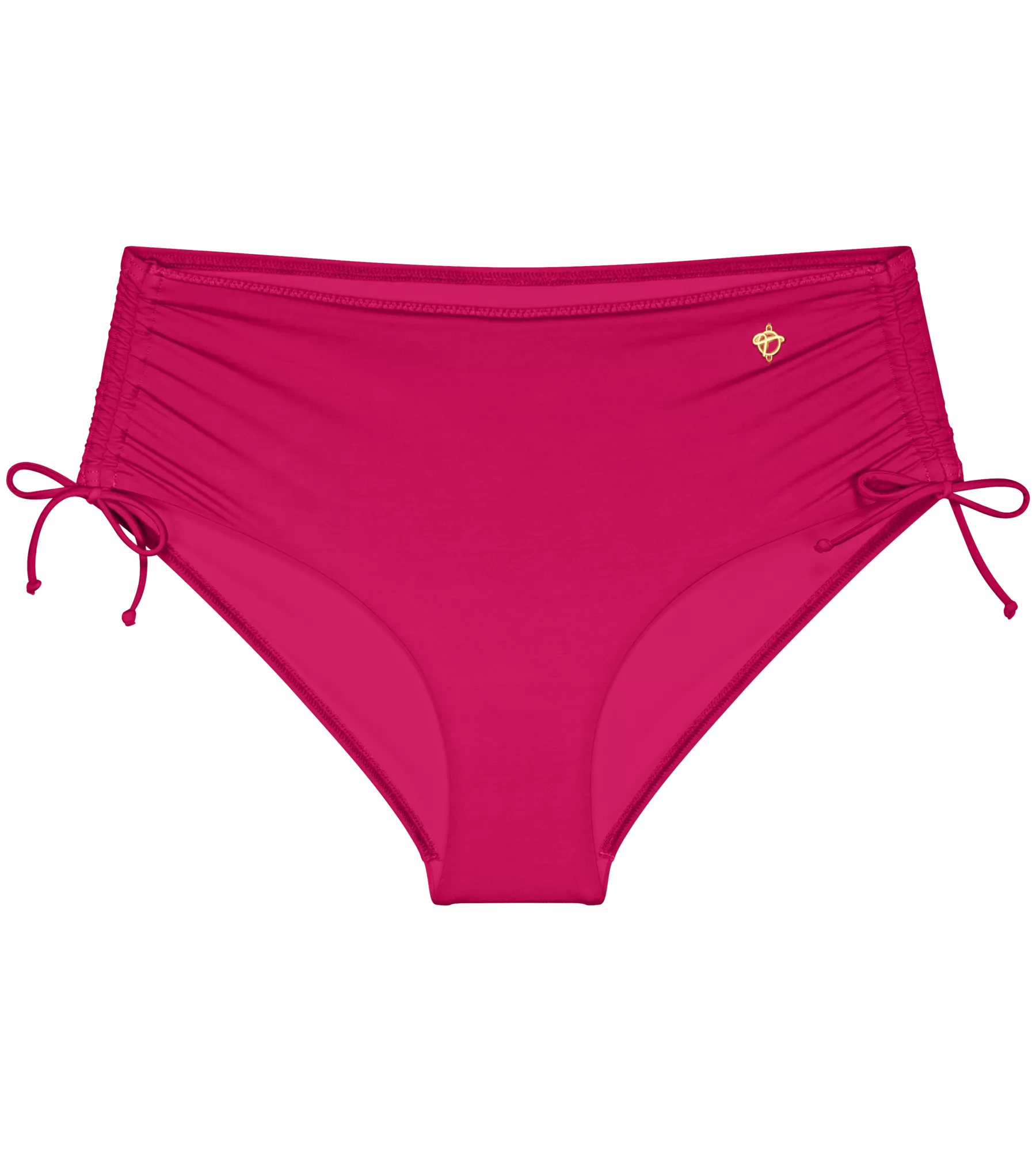 High-coverage bikini bottom in vibrant pink, featuring adjustable sides and decorative braids - Summer Twist.