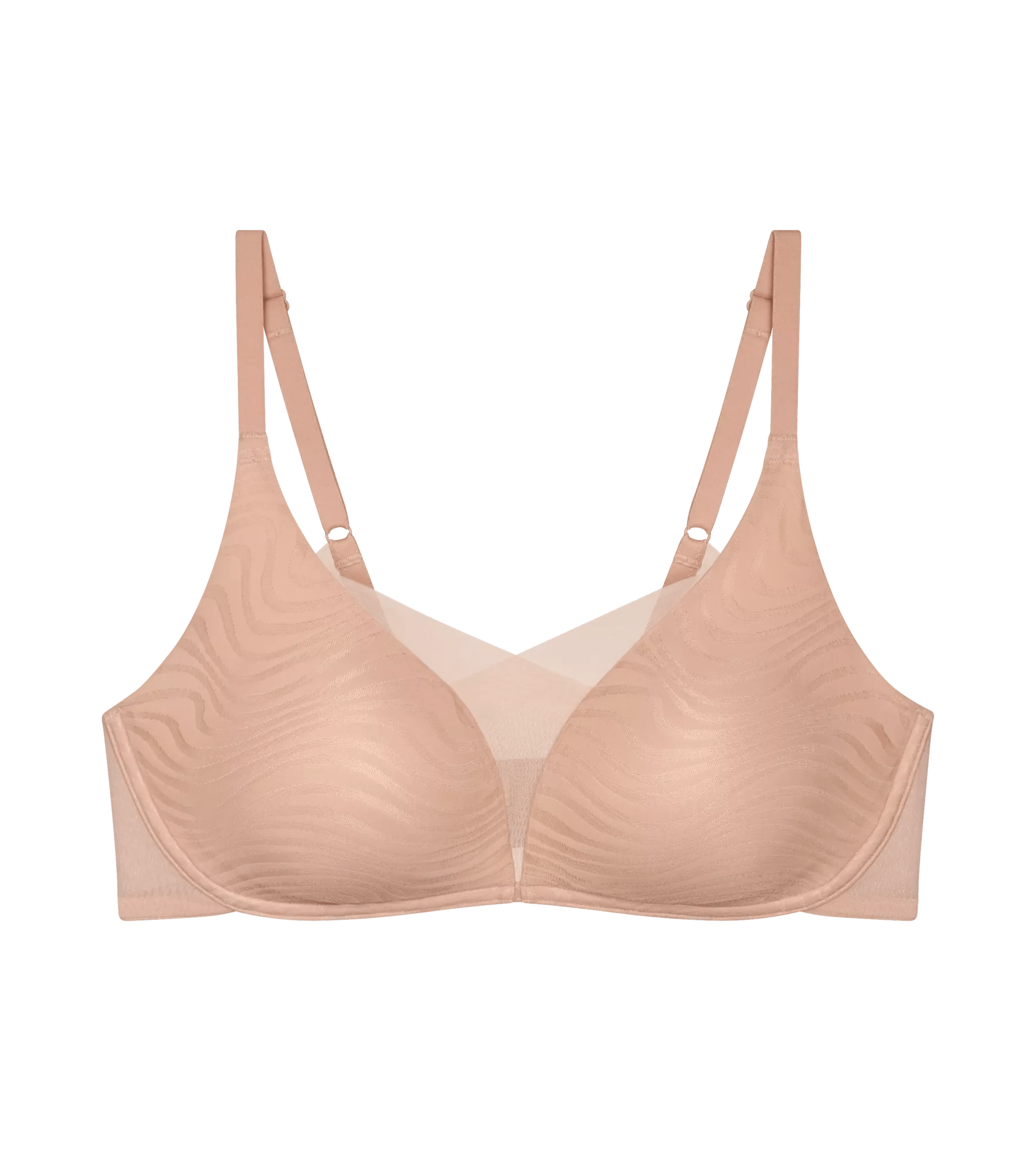 Triumph Shape Smart Ellipse non-wired padded bra with innovative 4D stretch foam and cross-over mesh layering.