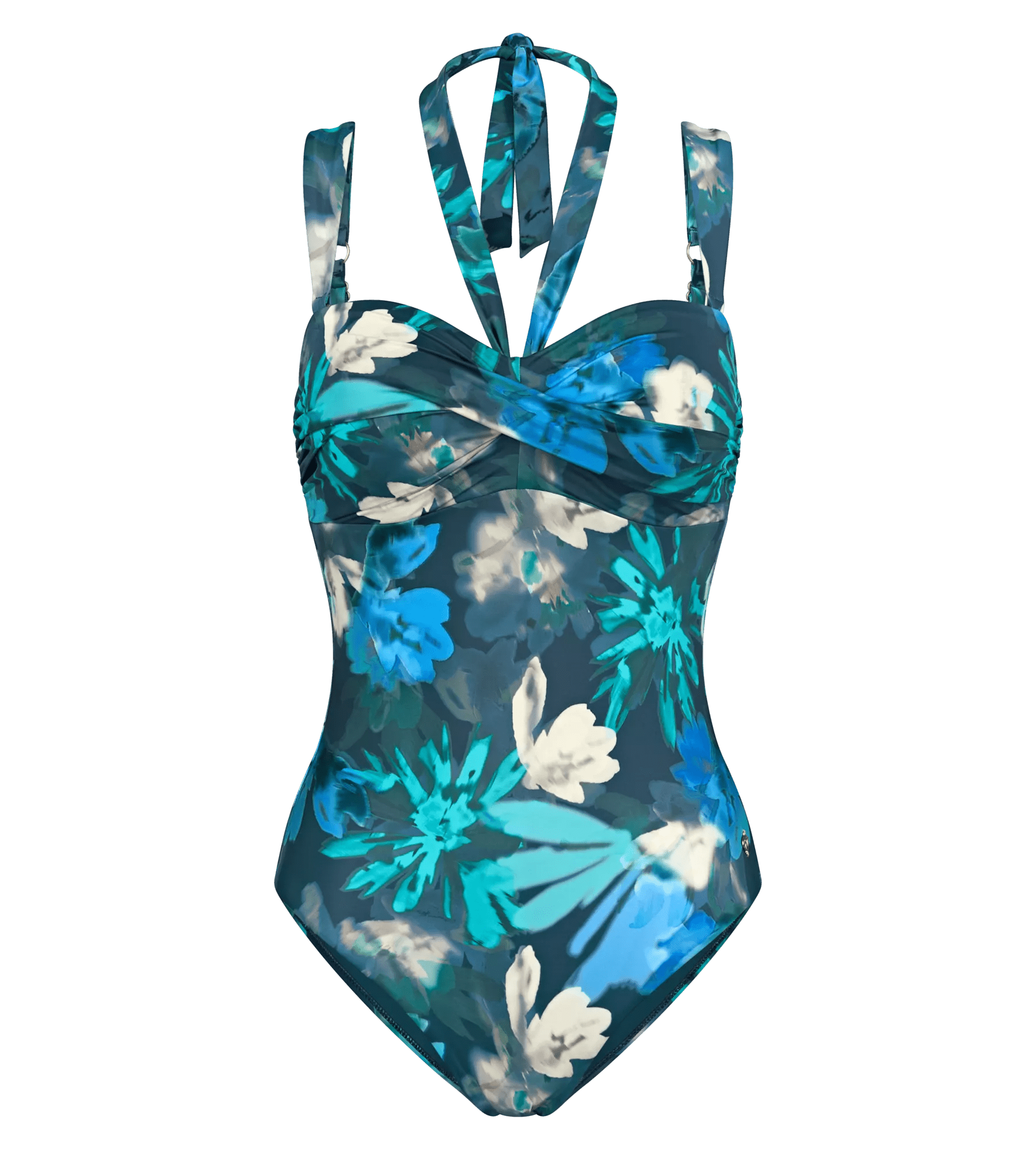 Summer Fleur padded swimsuit in tropical print with adjustable straps and medium coverage bottom.