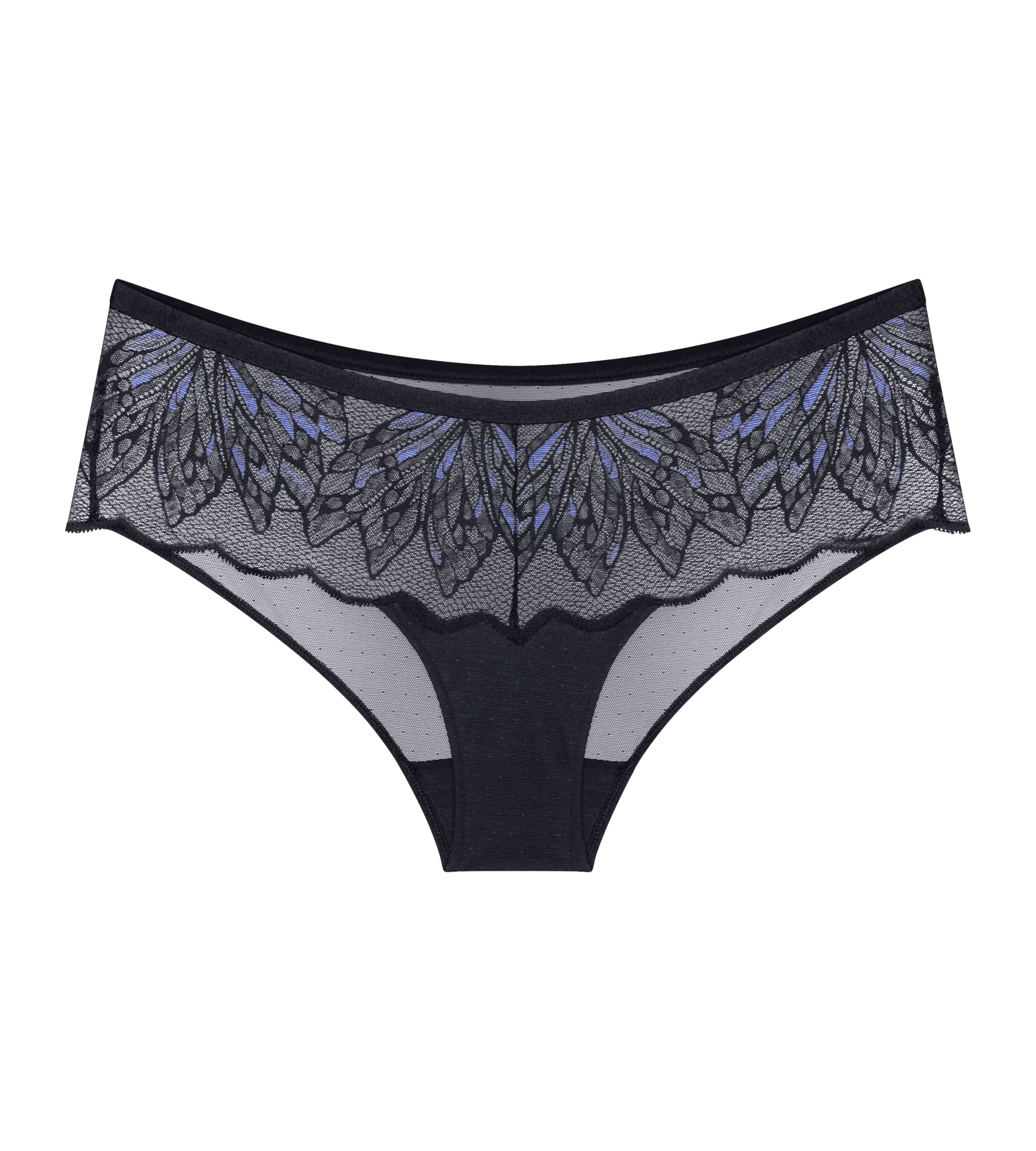 Crazy Stupid Love luxurious lace and mesh brief with intricate embroidery and medium coverage design.