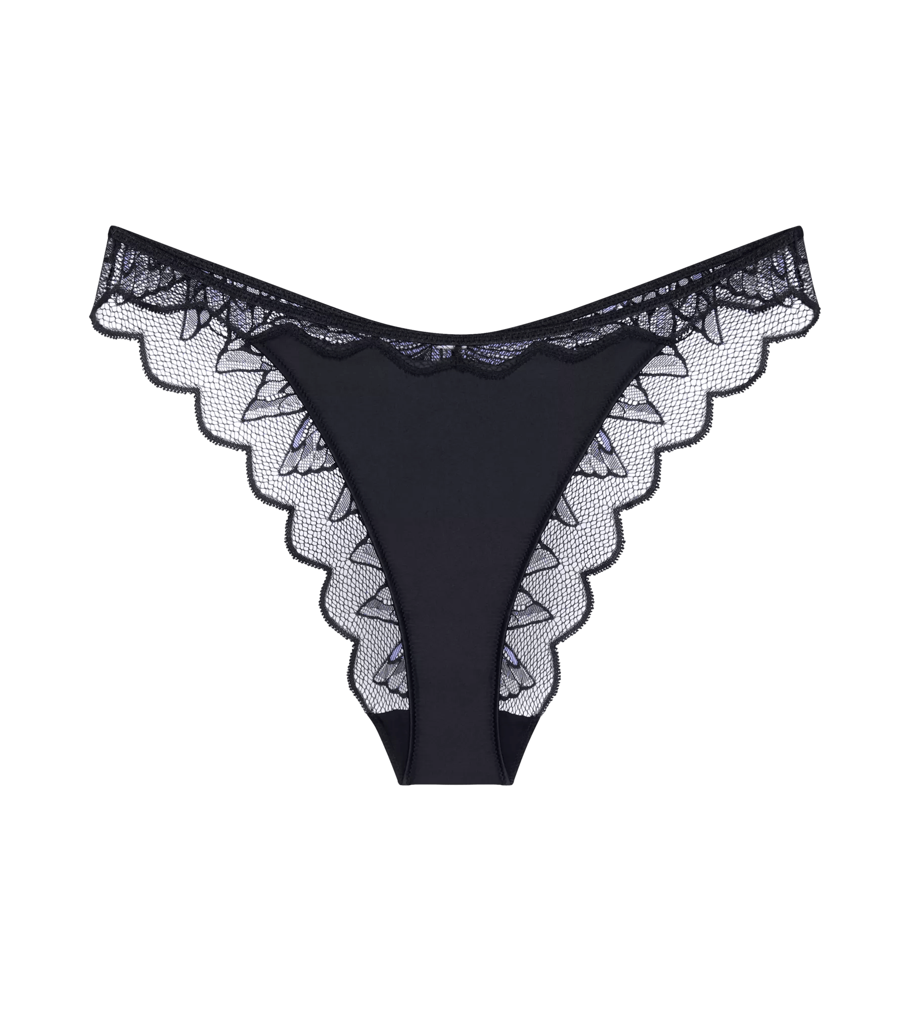 Crazy Stupid Love black tai brief featuring lace edges, high-leg cut, and no VPL design for luxurious comfort.