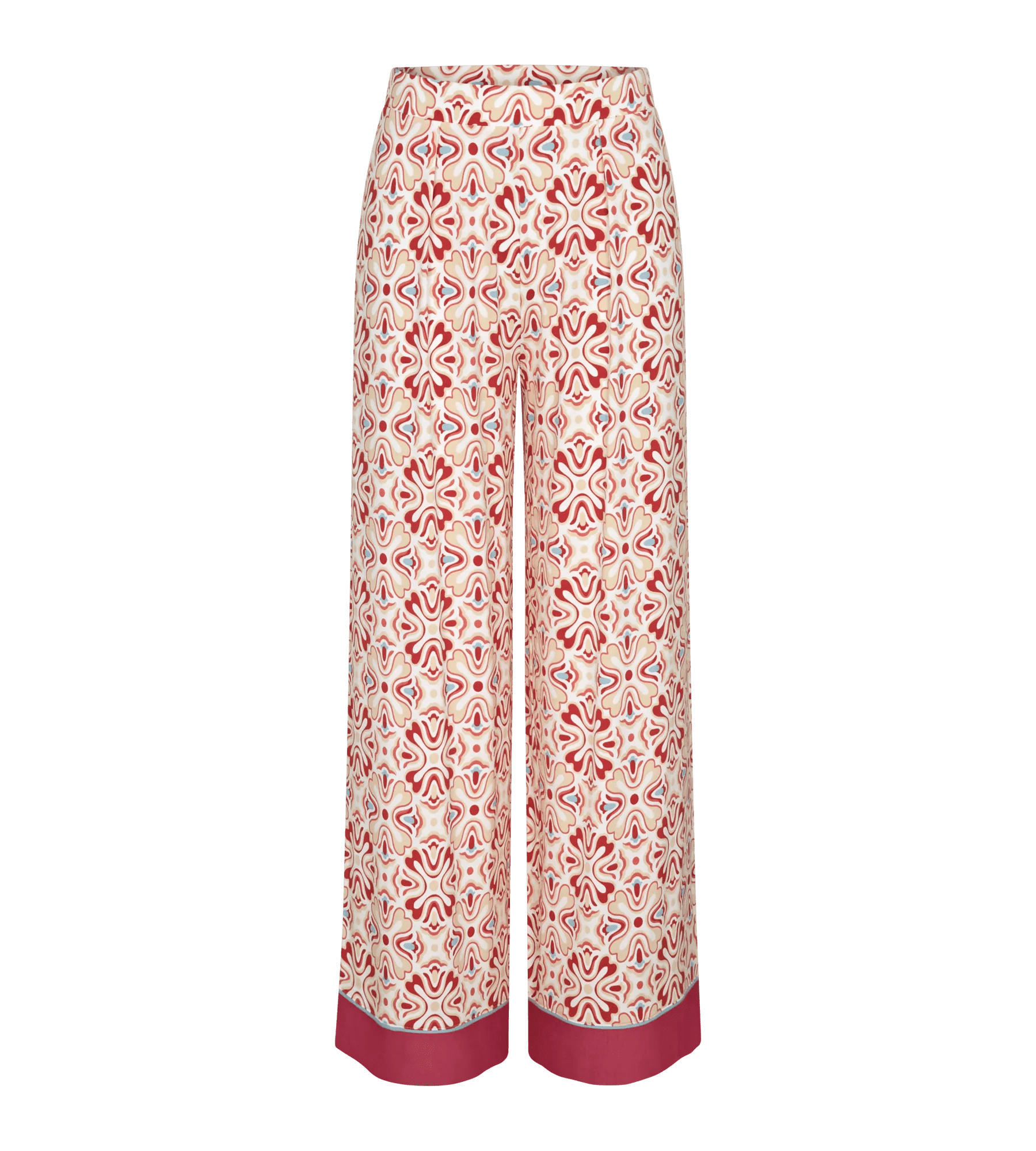 Aura Spotlight wide-leg trousers with a floral pattern and comfortable waistband, perfect for casual outings.