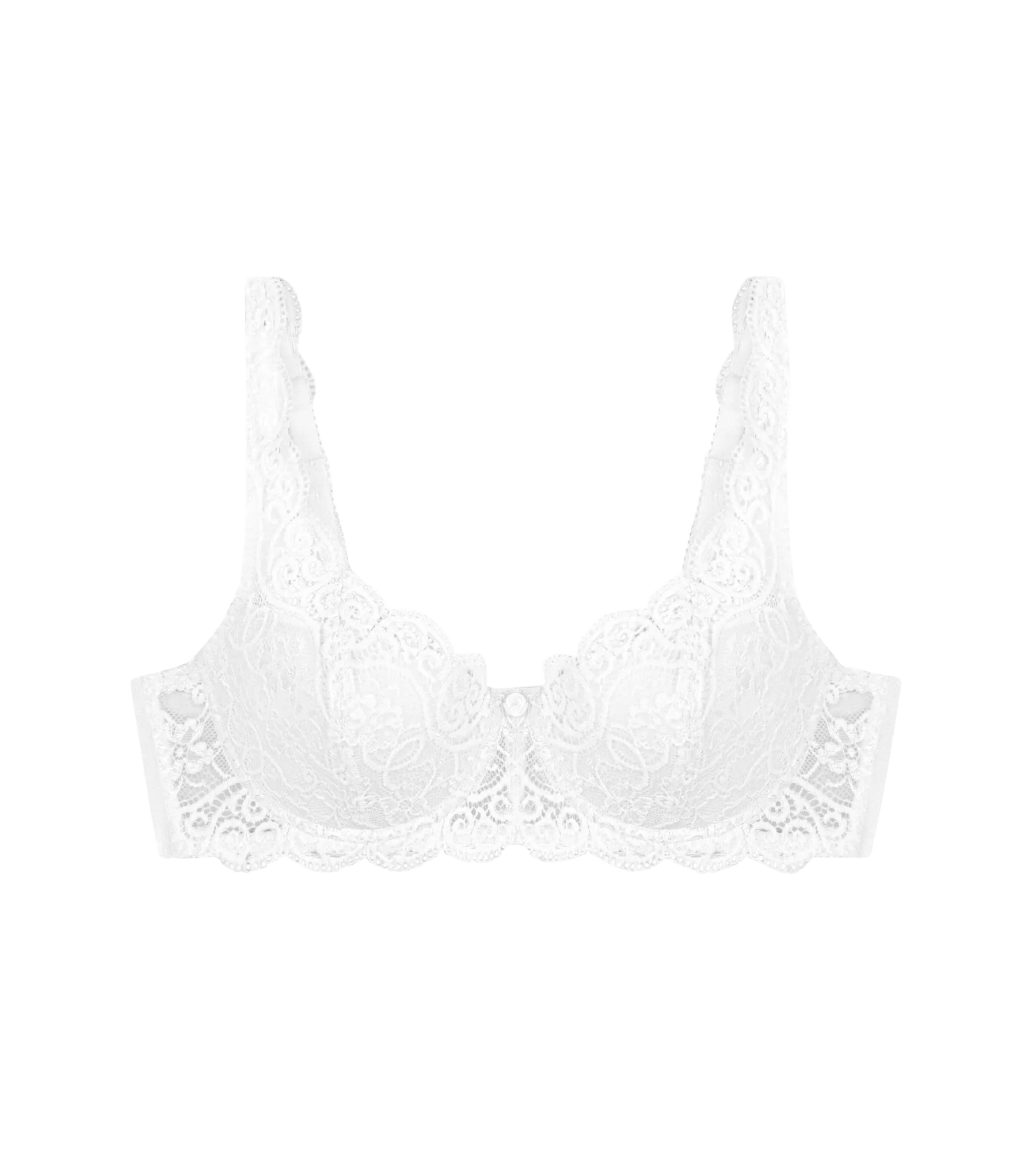 Amourette 300 white vintage-look lace bra with floral embroidery and adjustable straps