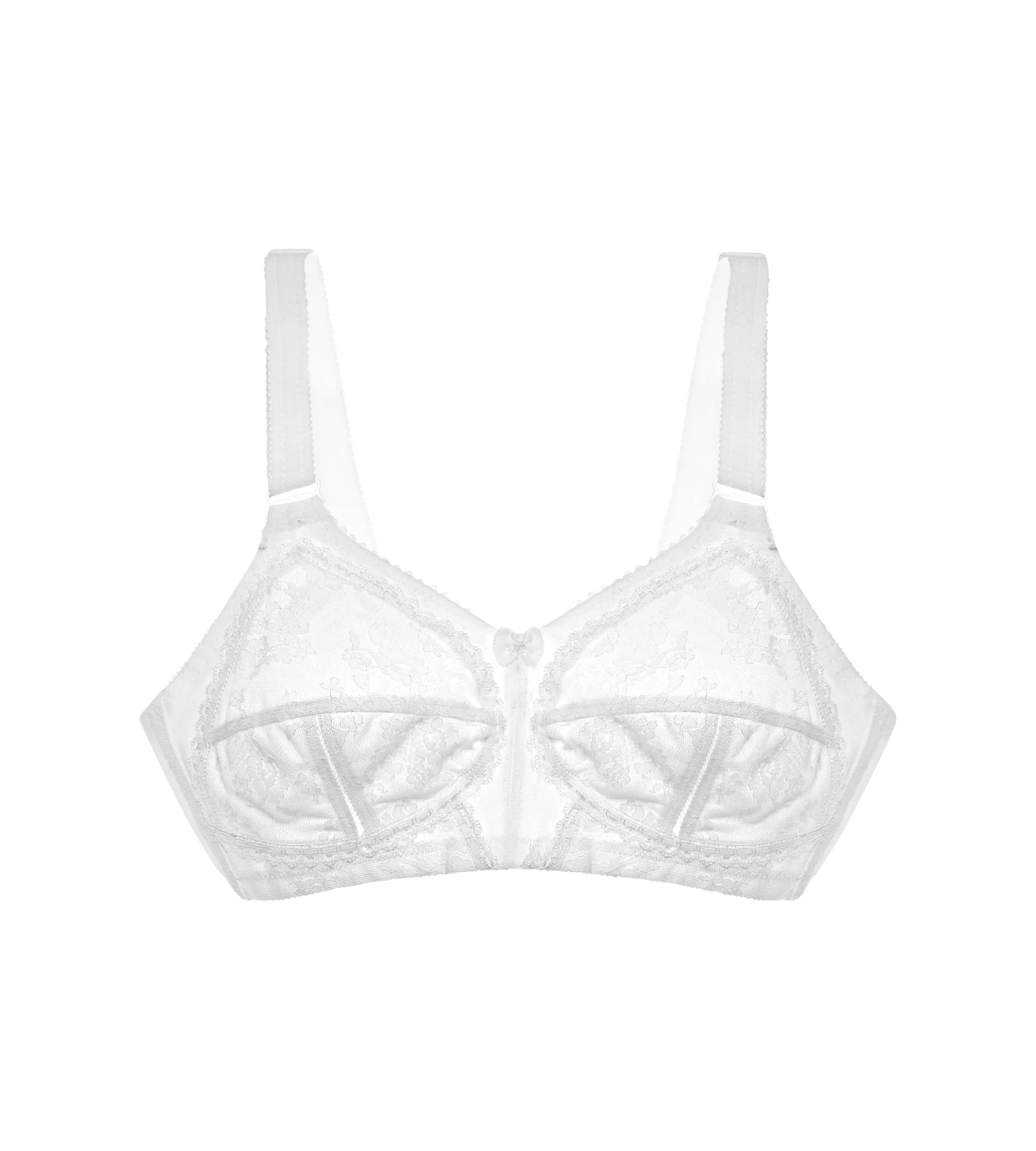 Doreen white bra featuring timeless design and optimal support for fuller busts, perfect for any outfit.