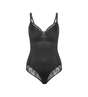 True Shape Sensation black bodysuit with forming cups and adjustable straps for a confident look.