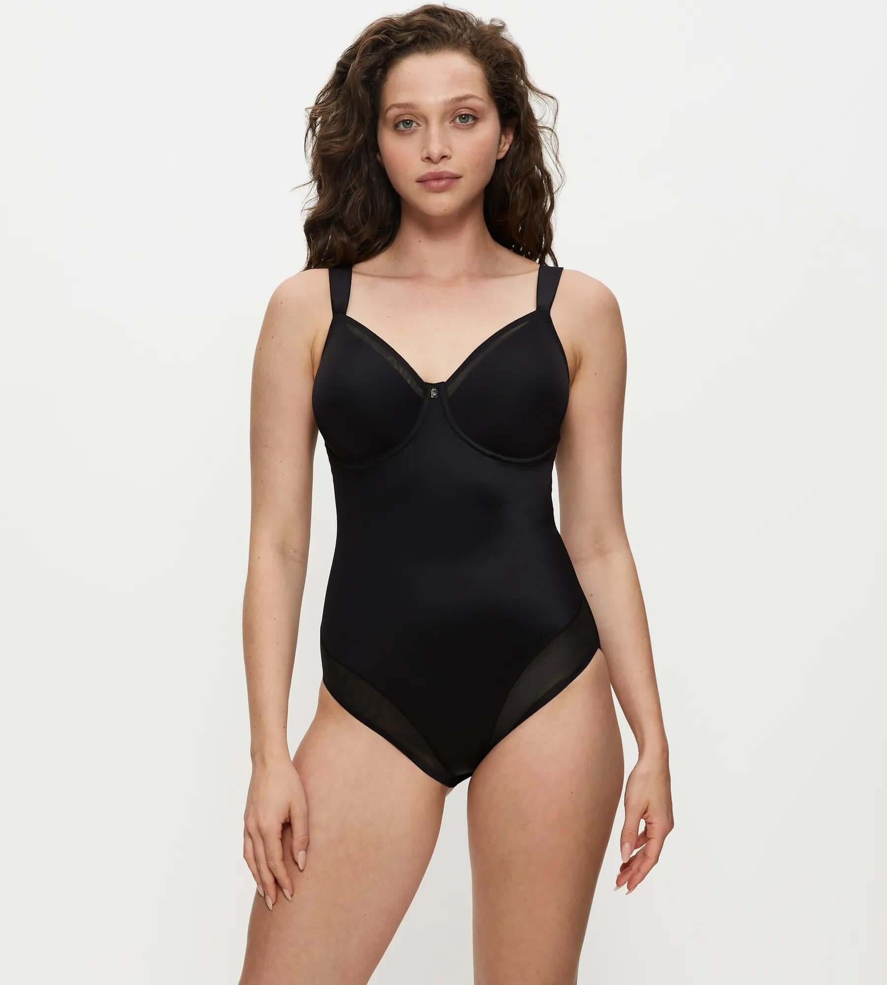 True Shape Sensation bodysuit with unpadded cups and decorative mesh inserts for a flattering fit.