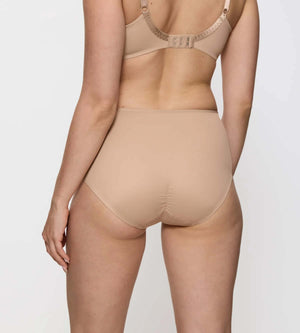 True Shape Sensation high waist maxi brief underwear in skin tone, showcasing seamless leg opening and defined silhouette.