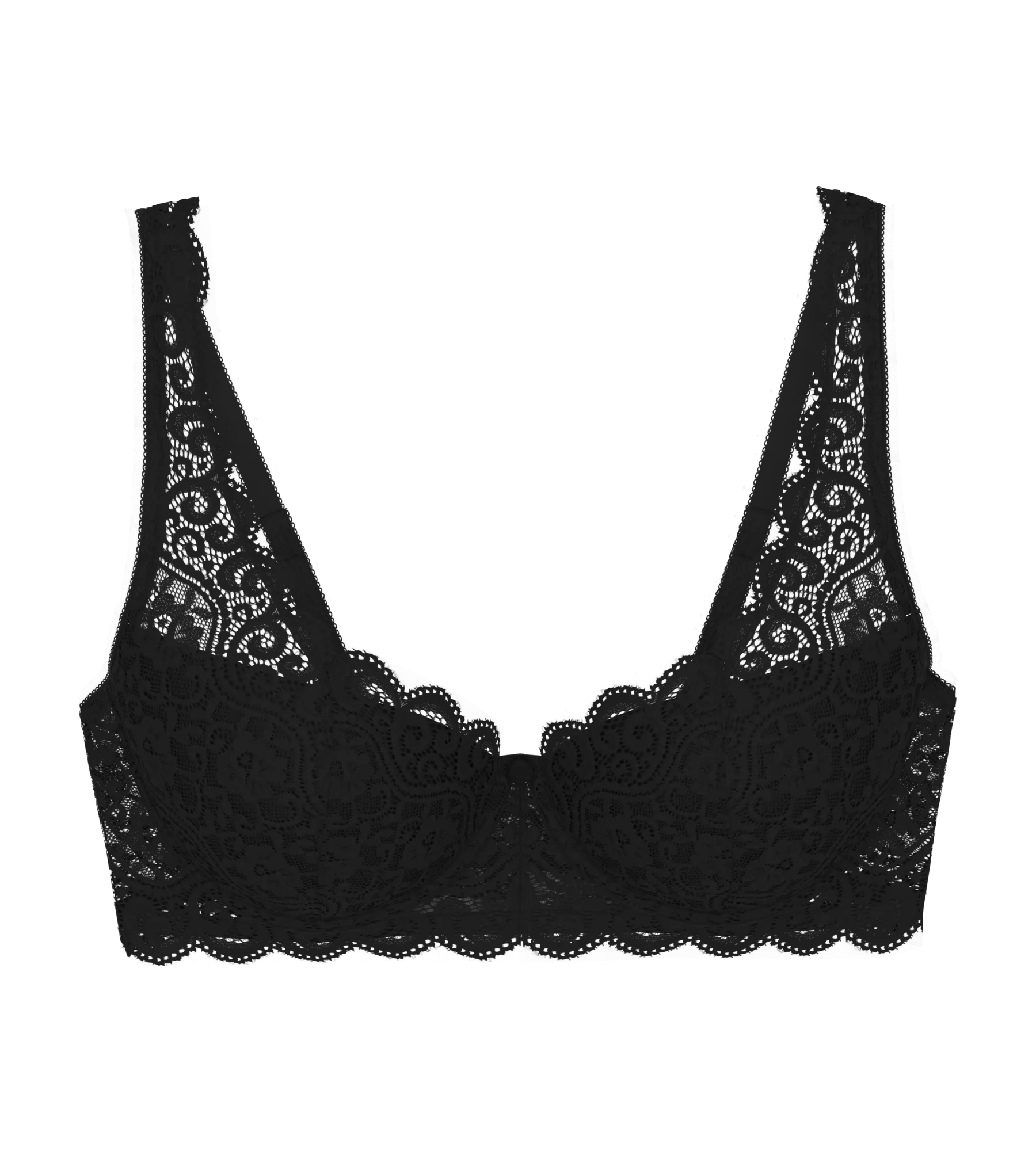 Amourette padded underwired bra with floral lace design, featuring adjustable straps and hook-and-eye fastener.
