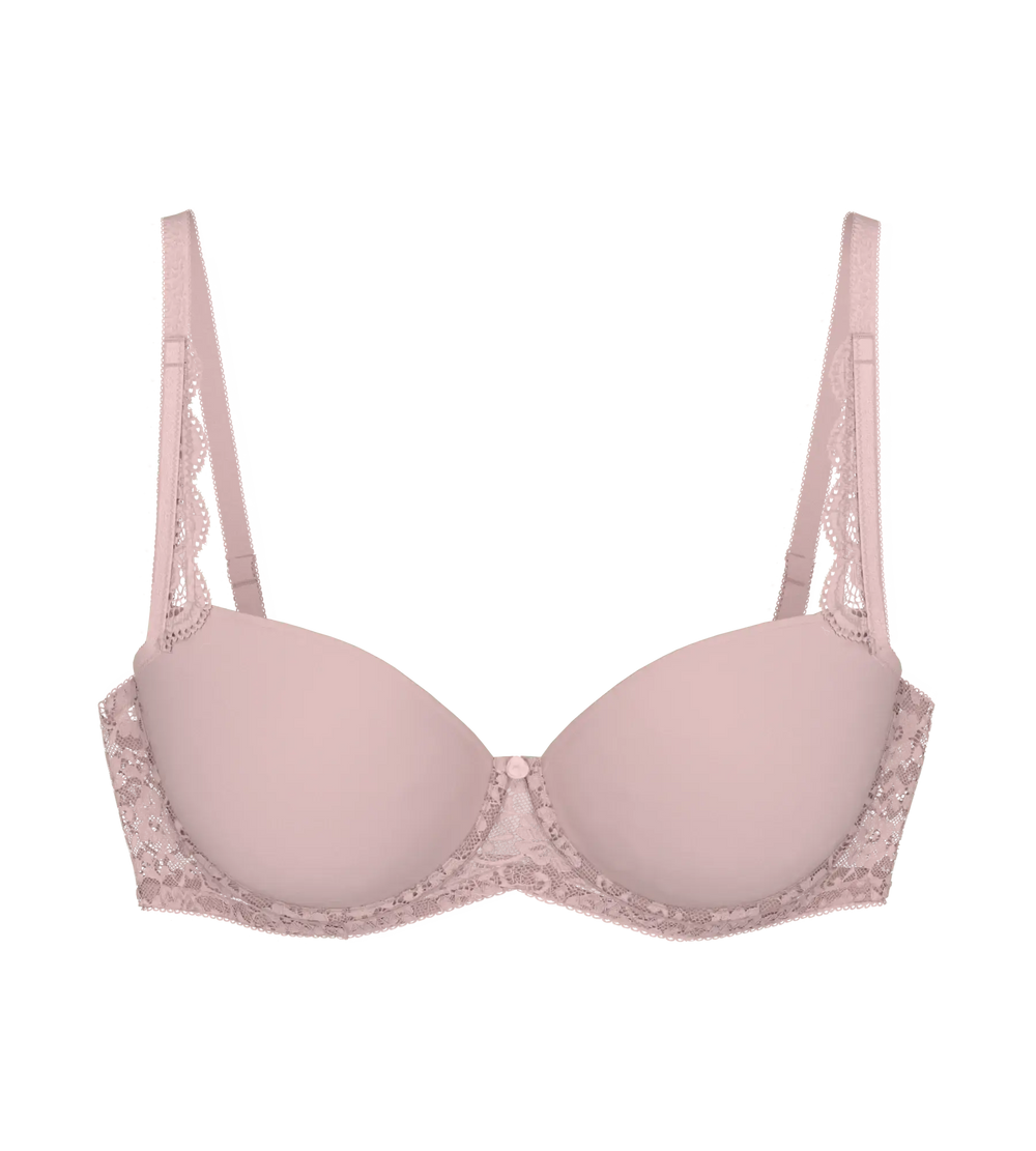 Amourette wired padded spacer cup bra in light pink color for comfort and style