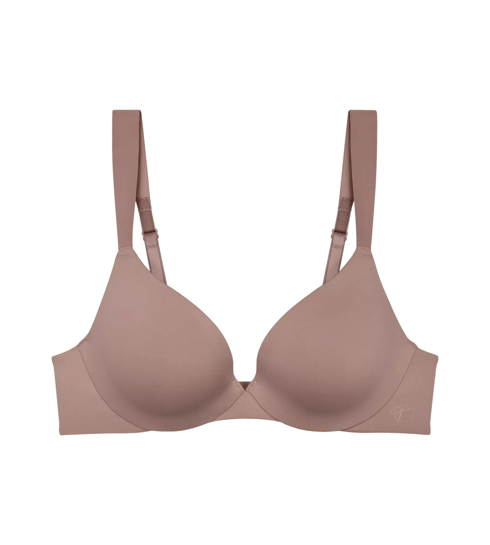 Body Make-Up Illusion wired padded bra in soft nude color for deep cleavage effect and comfort.