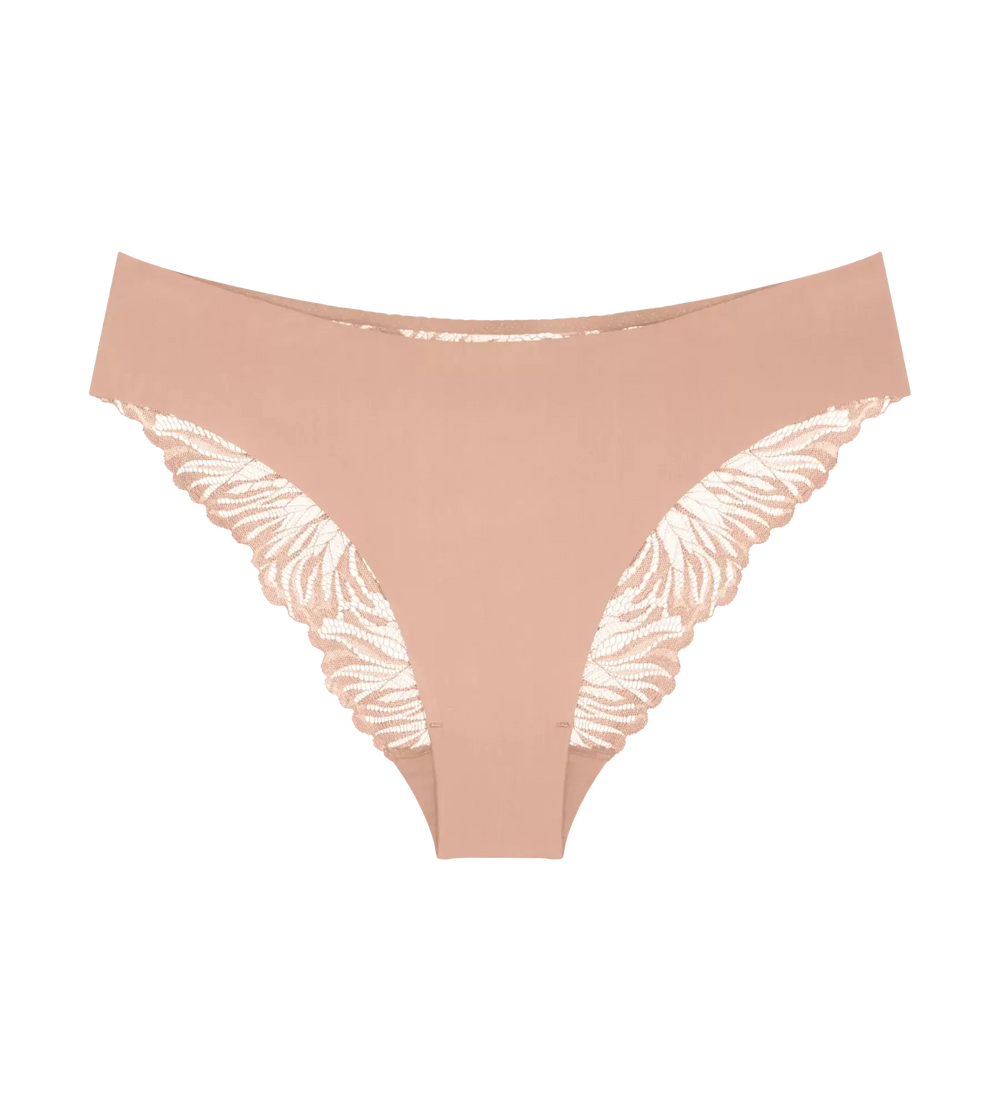 Pretty Micro luxurious soft fabric medium-coverage brief with decorative lace details, sustainable microfibre design.