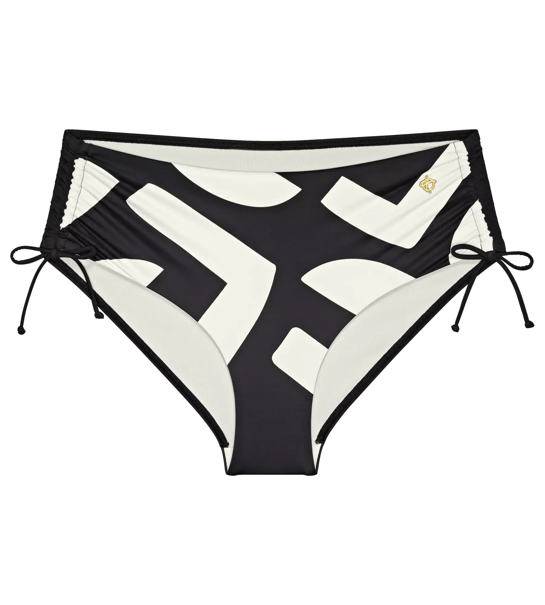 Summer Allure geometric-print bikini brief with adjustable side ties for a personalized fit.