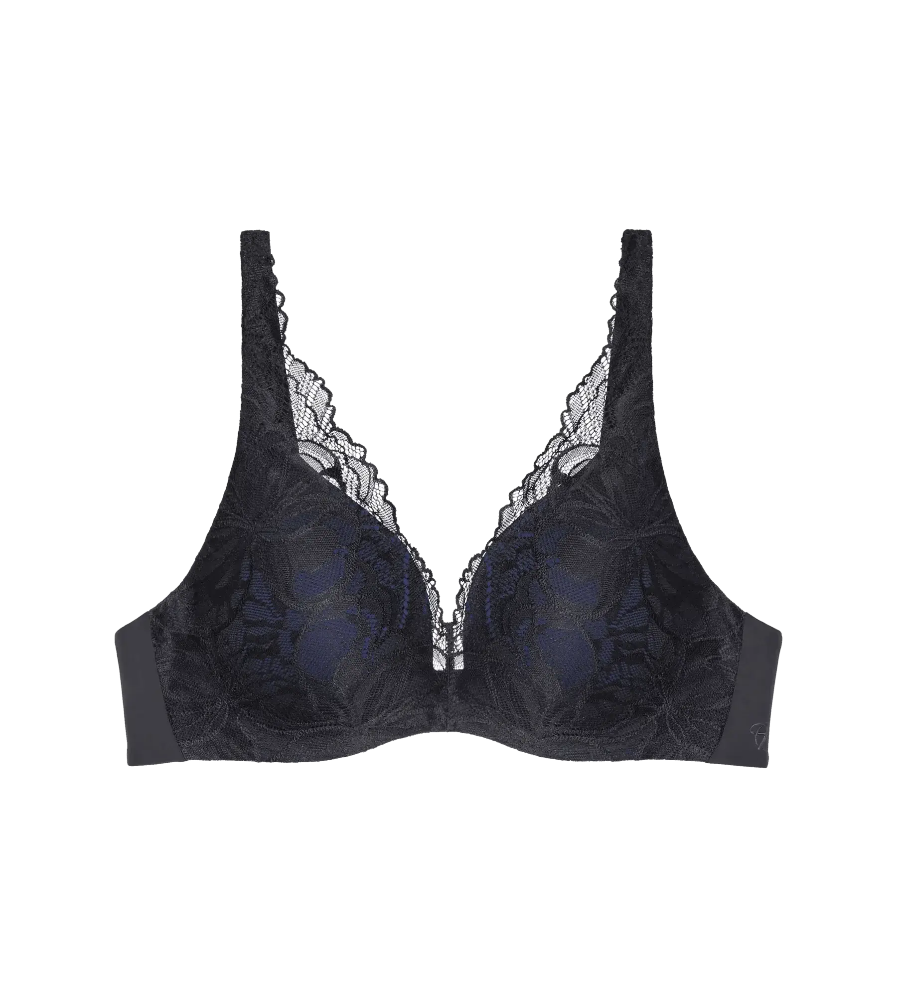 Body Make-Up Illusion Lace bra with lace detailing and flexible comfort wire for support and comfort.