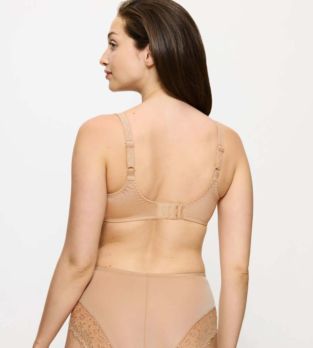 Ladyform Soft minimiser bra back view showcasing adjustable straps and lace trim for comfortable support.
