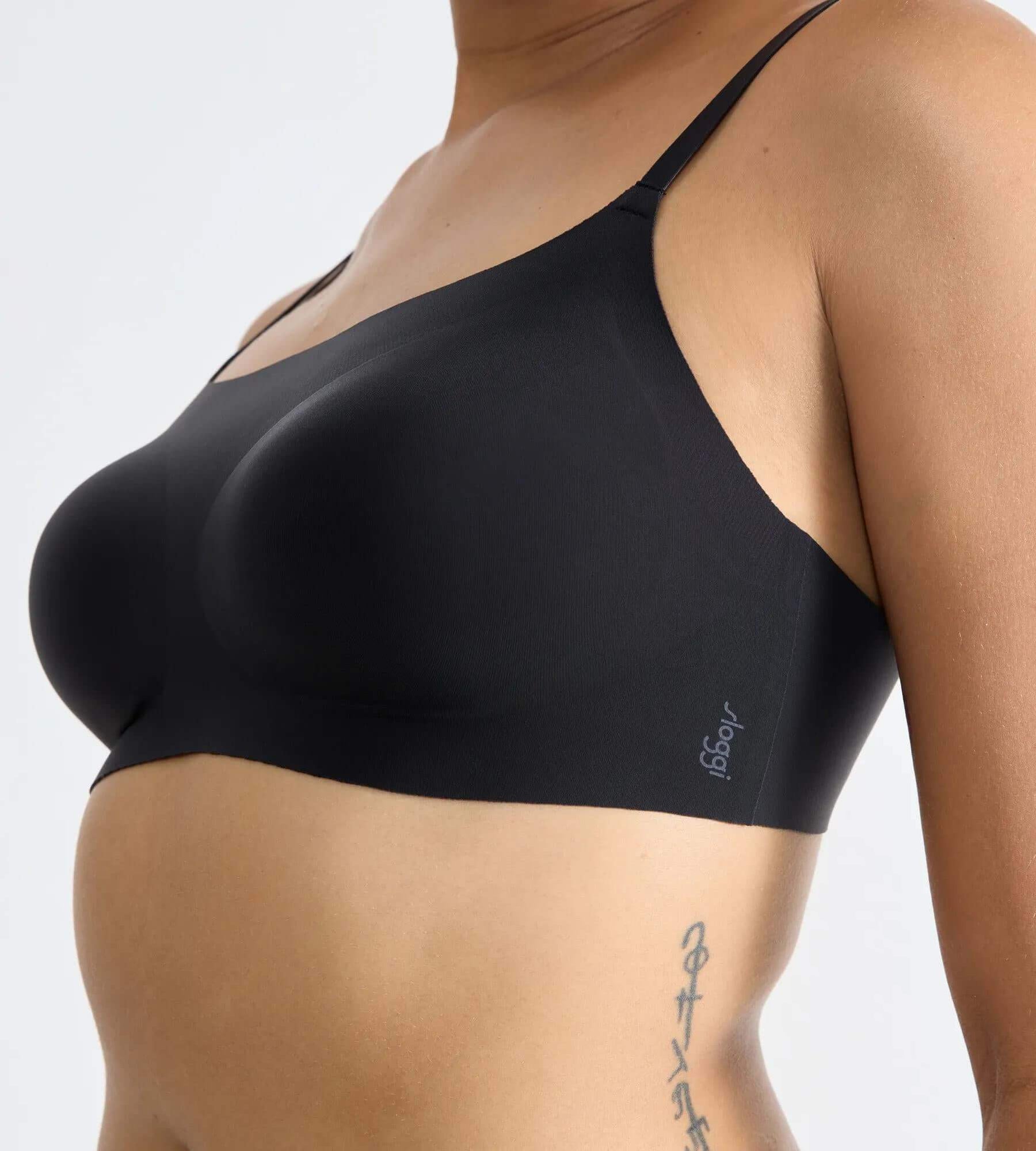 sloggi ZERO Feel ultra bra showing a seamless, soft black design for ultimate comfort and support.
